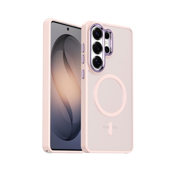 Magnetic For Samsung Galaxy S26 Phone Case,Matte Anti-fingerprint Translucent Shockproof Anti-fall Drop Protection,Compatible with Mag-Safe,Lightweight Thin Fit Durable Phone Case,Pink