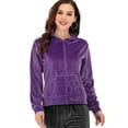 thumbnail image 3 of LELINTA Women's High-Neck Ultra Soft Velvet Solid Full-Zip Hoodie Jacket, 3 of 5