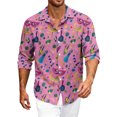 thumbnail image 2 of LNZGNM Mardi Gras Shirts for Men Lapel Mask Printed Button Up Shirts Big and Tall Long Sleeve T-Shirts Novelty Mardi Gras Outfits,Pink L, 2 of 6