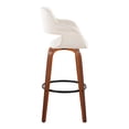 thumbnail image 2 of Vintage Flair 30" Mid-Century Modern Fixed-Height Barstool with Swivel in Walnut Wood and Cream Fabric with Round Black Metal Footrest by LumiSource - Set of 2, 2 of 4
