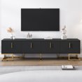 thumbnail image 2 of Modern TV Stand for TVs up to 80", Media Console  Table with Metal Legs and Gold Handles, Modern Entertainment Center with 4 Doors and Adjustable Shelves for Living Room,Bedroom, Black, 2 of 7