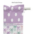 thumbnail image 5 of Pink Bow Kitchen Valances for Windows Farmhouse Linen Window Valance Curtain for Living Room Window Treatment Modern Cartoon Cute Funny Dots Striped Valance Rod Pocket Topper Drape, 42 x 12 Inch, 5 of 6