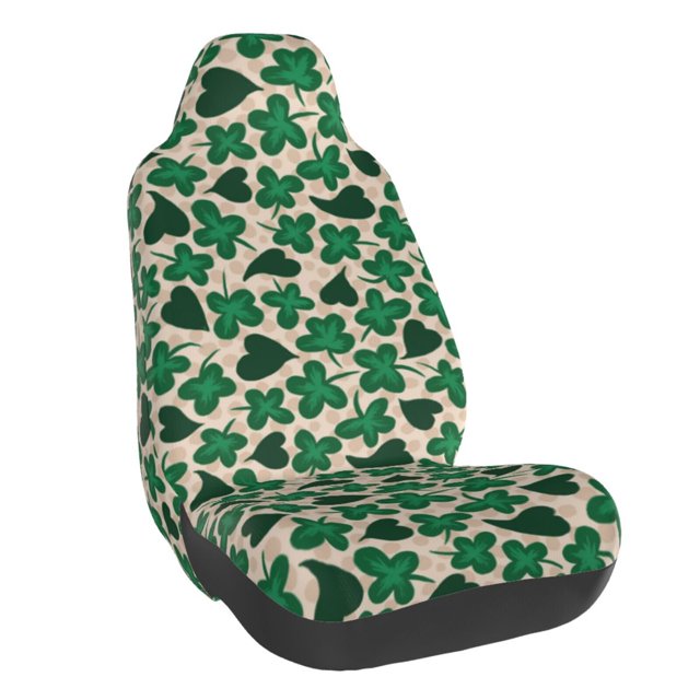 Wukai Happy St. Patrick's Day Full Set Car Seat Covers with Soft Padding Universal Auto Front Seats Protector and Cushion Mat