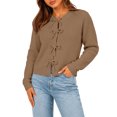 thumbnail image 5 of Women's Bow Tie Front Sweater Long Sleeve Crew Neck Knit Pullover Cardigan, M, 5 of 5