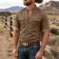 thumbnail image 2 of Kezqiaxn Mens Short Sleeve Shirts Summer Casual V-Neck Business Work Tops with Pockets Mens Shirt Plus Size Fashion, 2 of 6
