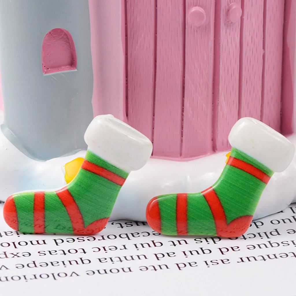 Techinal 100Pcs Christmas Flatback Buttons Cartoon Santa Claus Xmas Tree Resin Embellishments Slime Charms for DIY Crafts Scrapboo