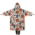 thumbnail image 2 of Oversized Wearable Blanket Hoodie,Orange Basketball Players Pattern Sherpa Blanket Hoodie with Super Pockets,Super Warm Fuzzy Pullover for Women & Men, 2 of 6