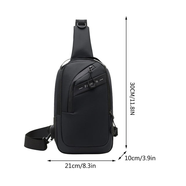 Men's Chest Bag Casual Shoulder Crossbody Bag USB Charging Port Large Capacity Backpack Chest Bag