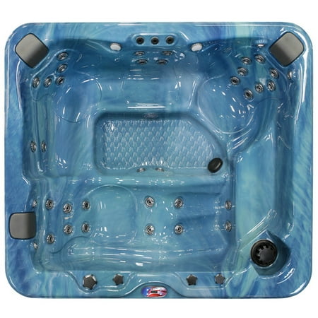 American Spas AM-637LP 5-Person 37-Jet Lounger Spa with Bluetooth Stereo System, LED Streamer Waterfall, Ozone Sanitization
