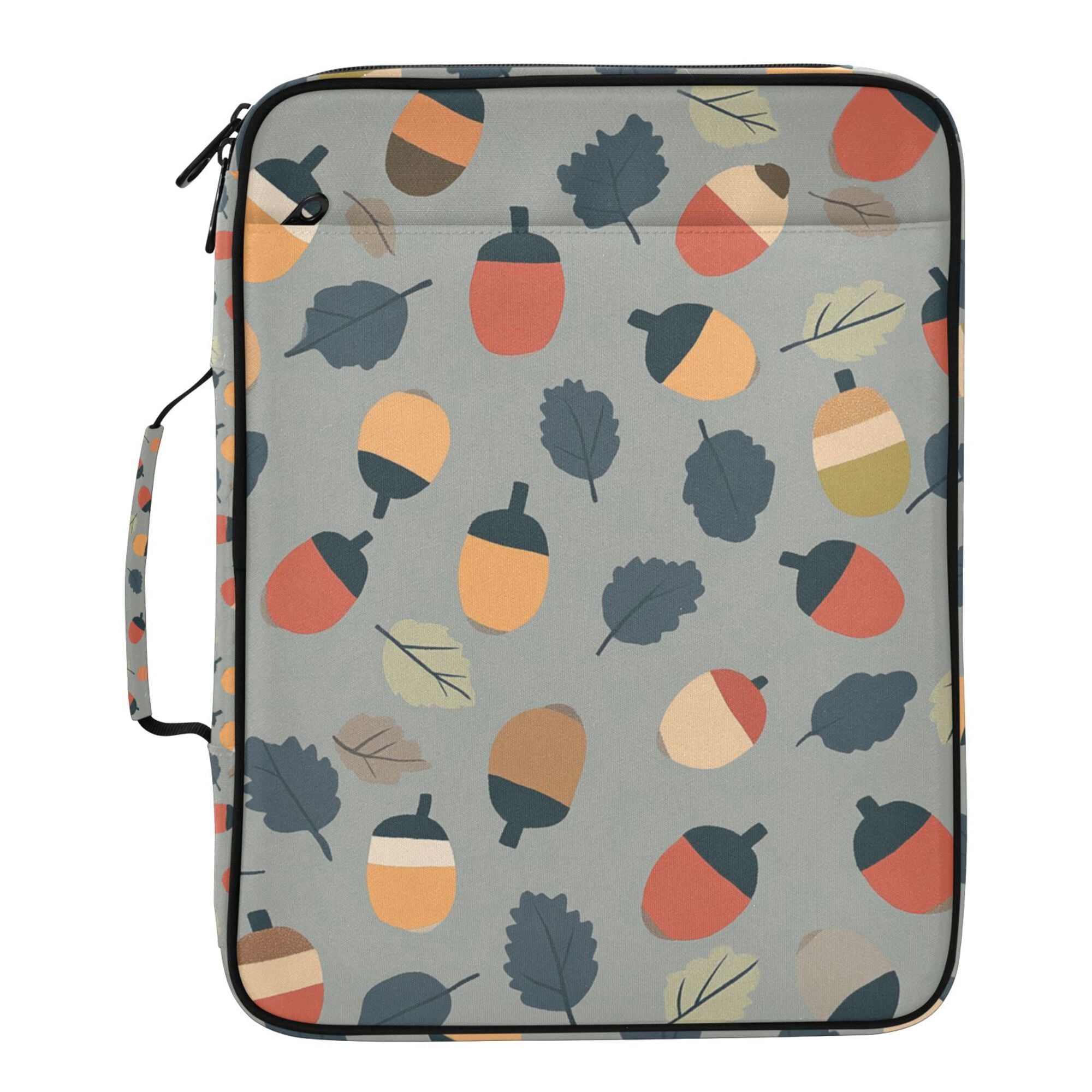 FORMRS Accordion File Folder A4 Size 7-Pocket Expanding Document Organizer Bag with 3 Ring Binder, Gray Acorns Pattern