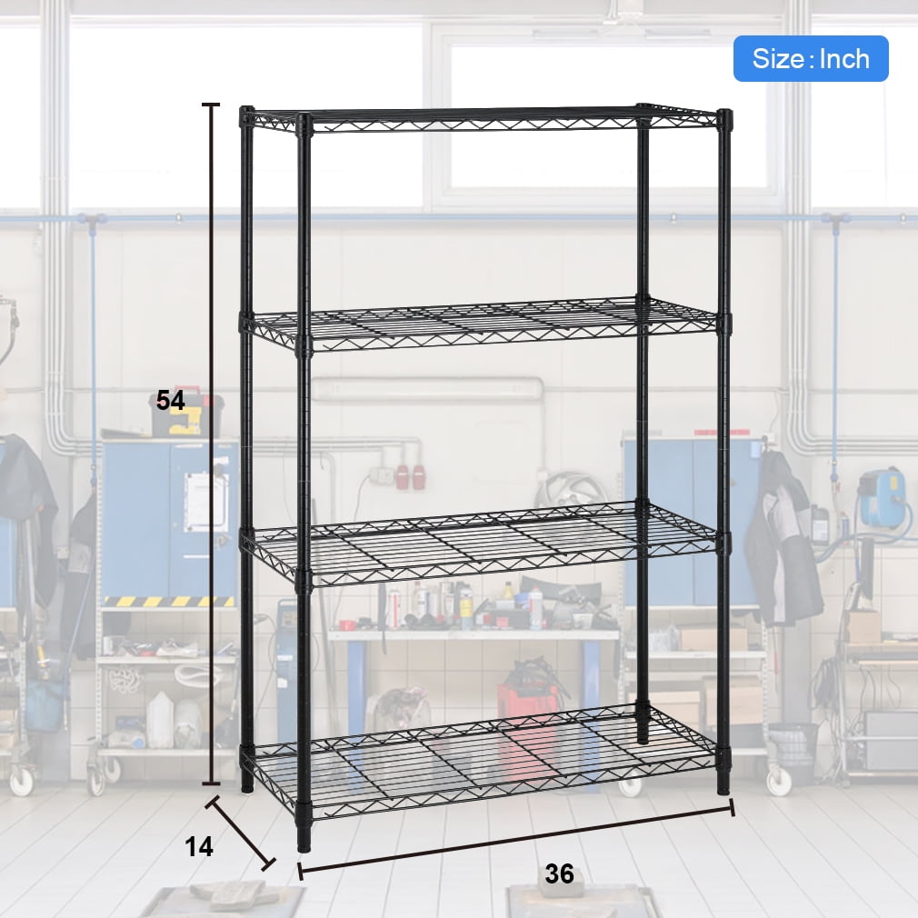 BestOffice 4-Shelf Wire Shelving Unit, Black photo 2