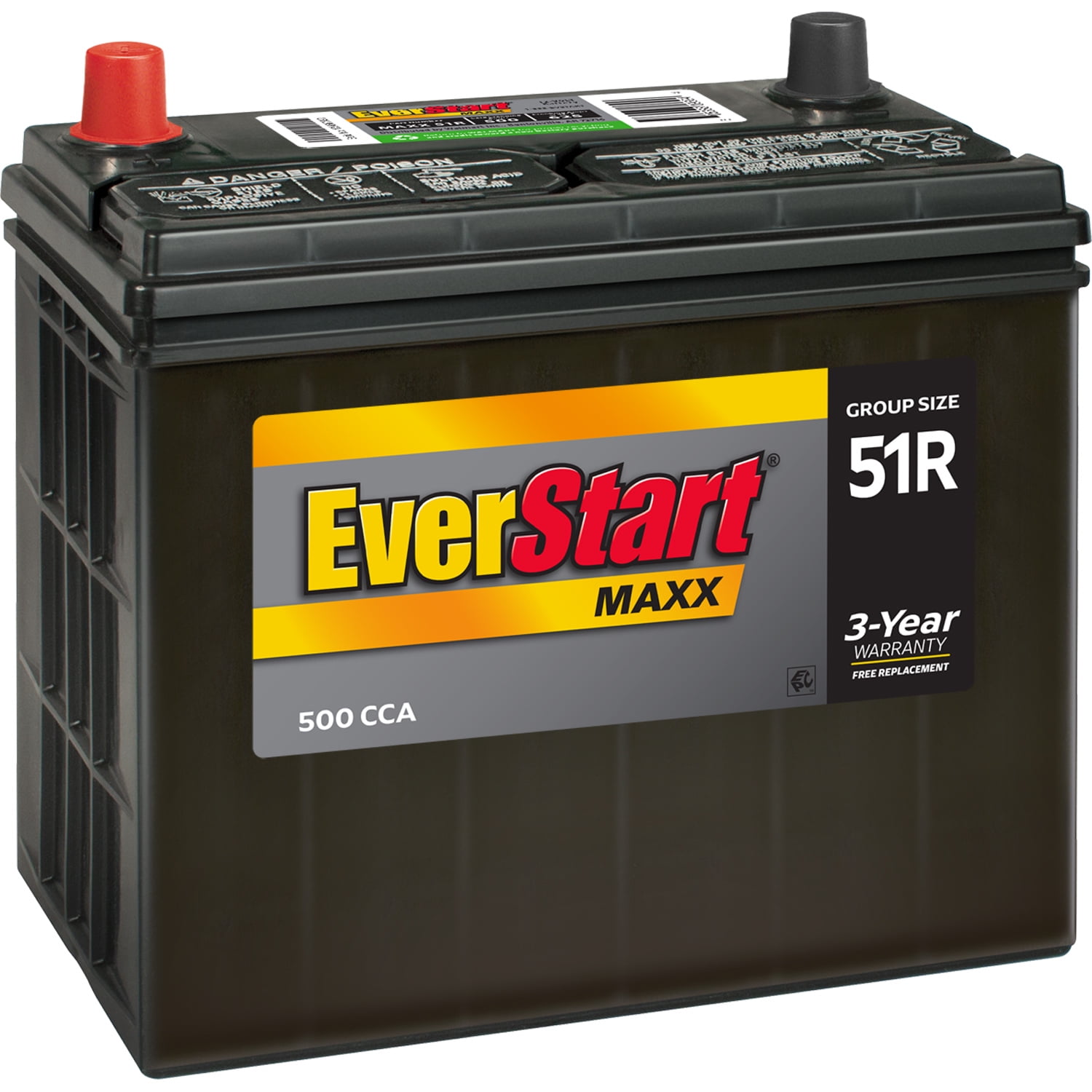 EverStart Maxx Lead Acid Automotive Battery, Group Size 51R (12  Volt / 500 CCA)