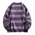 thumbnail image 3 of khonts Clearance,Men's Stripped Color Blocking Oversized T Shirts Loose Fit Long Sleeve Casual Tee Shirts Trendy Crew Neck Tops Purple XXL, 3 of 4