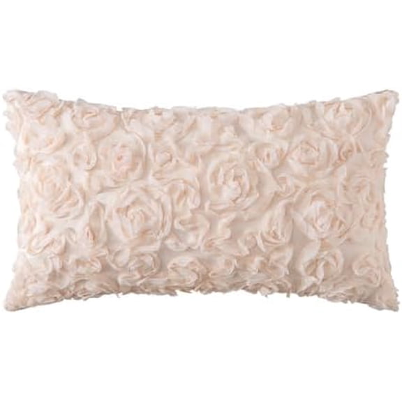 3D Rose Flower Pillow Cover Decorative Valentines Romantic Stereo Chiffon Spring Aesthetic Solid Pillowcase for Girl Women Girlfriend Couch Bedroom Decor 12x20 Inch Apricot Pink