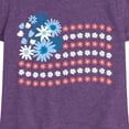 thumbnail image 3 of Instant Message - Floral USA Flag - Toddler & Youth Girls Short Sleeve Graphic T-Shirt, 3 of 6