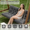 thumbnail image 3 of Outdoor Swing Cushions,Waterproof Swing Cushions 3 Seater Replacement with Backrest,Outdoor Thickened Bench Cushion with Ties for Porch,Patio,Backyard,Garden and Lawn (Khaki 60 * 40 in), 3 of 10