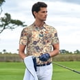 thumbnail image 6 of Balery Floral With Birds Printed Men’s Short Sleeve Polo Shirt, Midweight Men's Shirt,Golf Polo shirts -Small, 6 of 9