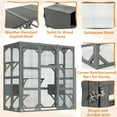thumbnail image 4 of imerelez Outdoor Cat House Wooden Catio Enclosure w/Cover- Large Cat Cage with Jump Platforms and Condos, Weatherproof, Grey, 71(L)*37(W)*71(H), 4 of 9
