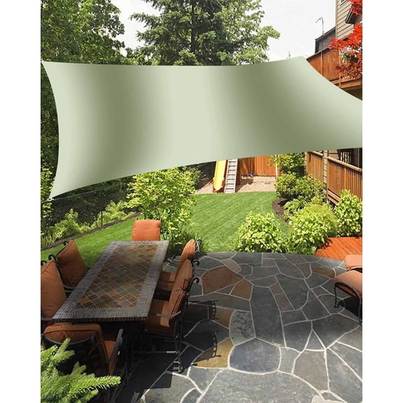 Outdoor Sun Shade Sail 6.5'x10', Sage Green Ombre Patio Beach Shade Canopy Cloth Waterproof, Modern Abstract Art Farmhouse Gradient TearResistant & UV Protection Sun Sail for Backyard Garden Deck