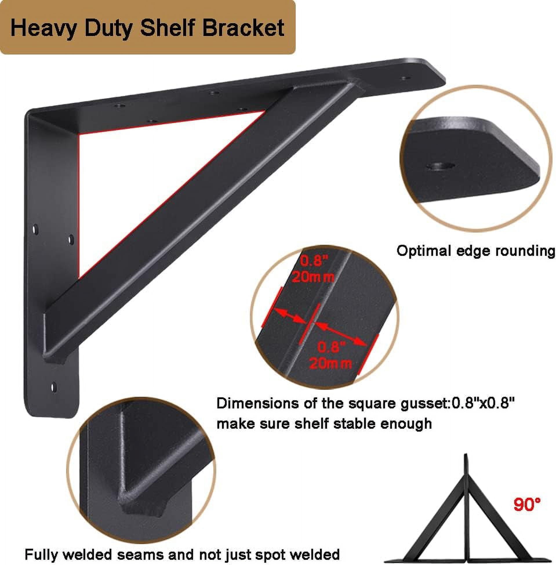 VANROUG 2Pcs Countertop Support Brackets 6"x 8" Heavy Duty Shelf Brackets,Corbels for Countertops Triangle Support Mantel Brackets Solid DIY Floating Shelf Supports 90 Degree