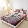 thumbnail image 4 of jejeloiu Cute Puppy Dogs Bed Sheets,Pink Flowers Blossom King Sheets For Girls Boys 4pcs, 4 of 7