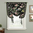 thumbnail image 2 of Black Spring Floral Tie Up Curtains 45 Inches Long, Kitchen Window Curtains Over Sink, Elegant Pastoral Flowers Birds Watercolor Small Window Curtains Balloon Curtains Valances for Bedroom 34"x45", 2 of 8