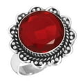thumbnail image 1 of 925 Sterling Silver Ring For Women - Girls Red Ruby Simulated Gemstone Silver Ring Size 10 July Birthstone Boho Silver Ring Size 10 New Year Gift For Women 925 Silver Gemstone Jewelry, 1 of 5