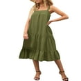 thumbnail image 2 of Robe Maxi Ample à Volants Sans Manches à Bretelles Épaisses Réglables pour Femmes avec Poches, 2 of 7