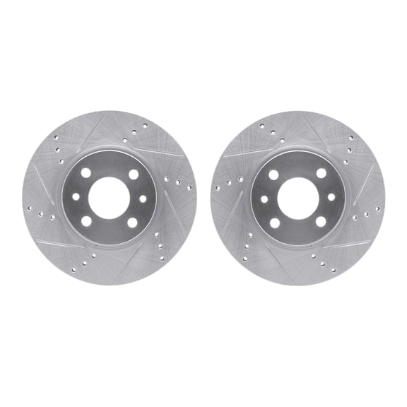 Dynamic Friction Company Front Brake Rotors-Drilled and Slotted-Silver 7002-07001