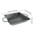 thumbnail image 5 of ONAPARTER Square Grill Pan Non Stick Fry Barbecue Drain Oil BBQ Vegetable Basket Stainless Steel Grilling Wok Meat Plate Cookware （Black）, 5 of 6