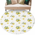 thumbnail image 2 of Summer Fruit Round Living Room Rugs 8 ft, Watercolor Yellow Lemon Rustic Flowers Farmhouse Washable Large Area Rug with Non-Slip Sturdy Edge Binding Round Carpet for Dining Room Kitchen Office, 2 of 9