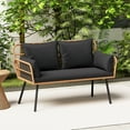 thumbnail image 2 of Gymax Patio Wicker Loveseat Furniture w/Seat Back Cushions Heavy-Duty Metal Legs Outdoor Black, 2 of 10