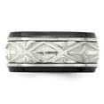 thumbnail image 4 of Black Titanium Men's and 925 Sterling Silver-Inlay Unique Design Wedding Band Ring Size 11.5, 4 of 8