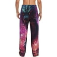 thumbnail image 3 of Uemuo Neon Futuristic Dragon Pattern Men's Wide Leg Palazzo Lounge Pants with Pockets Light Weight Loose Comfy Casual Pajama Pants-Medium, 3 of 9