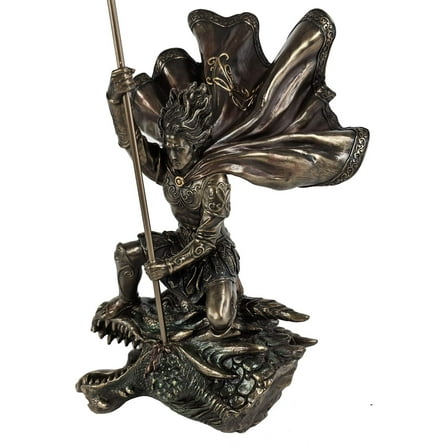 Veronese Design 11 3/8 Inch Tall The Dragon Slayer Fantasy Statue Cold Cast Bronzed Resin Home Decor Collectible