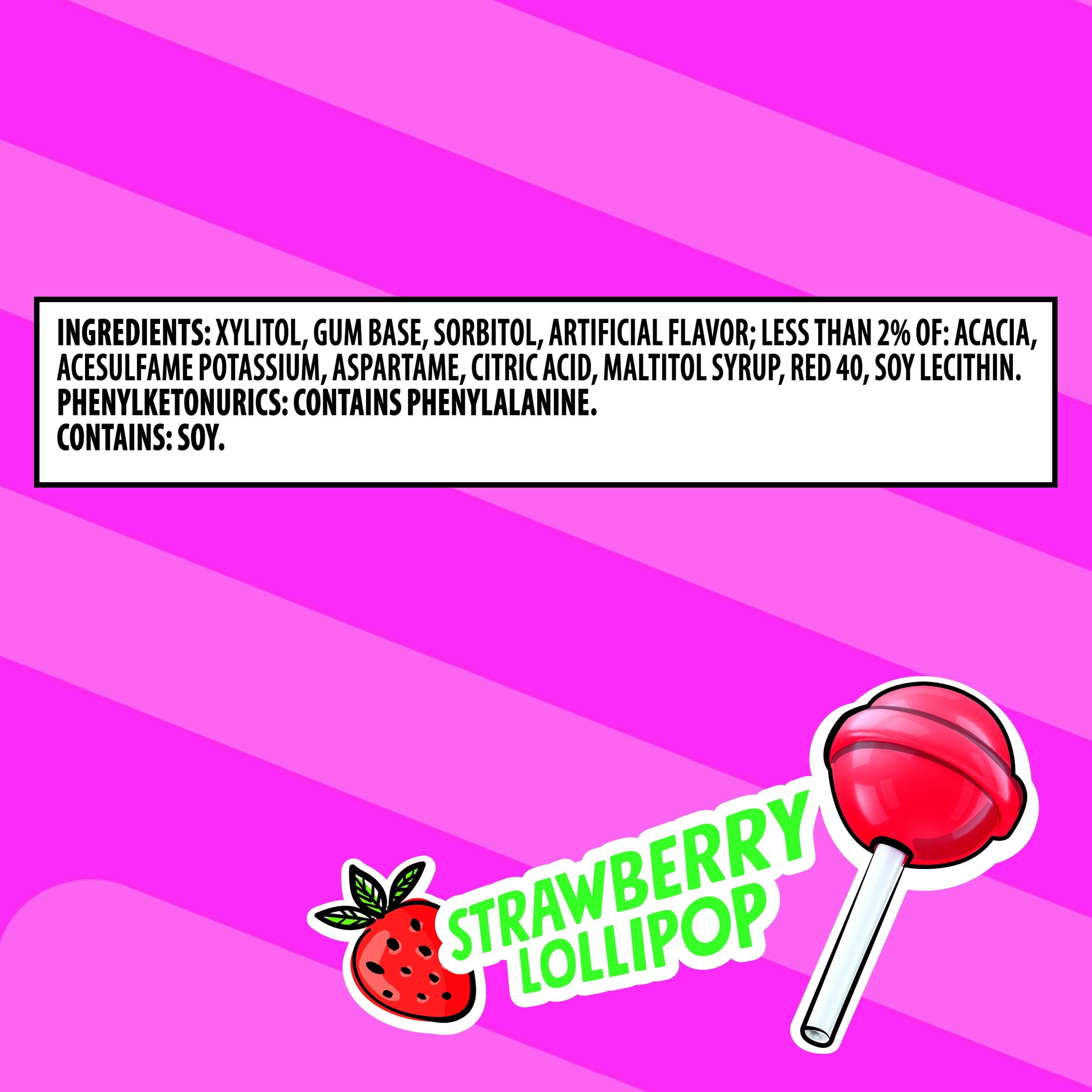 Trident Vibes Sugar Free Gum, Strawberry Lollipop, Nut Free, Regular Size, 40 Piece Bottle
