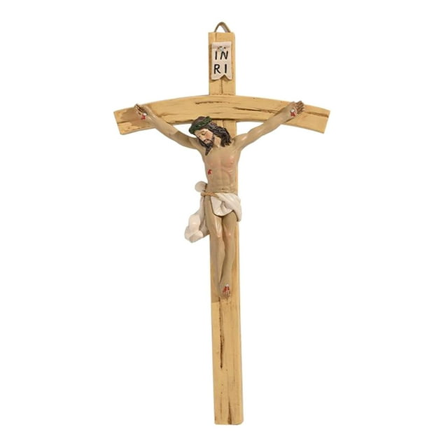 Cross Catholic Crucifix Jesus Religious Hanging Metal Resin Wall Decor
