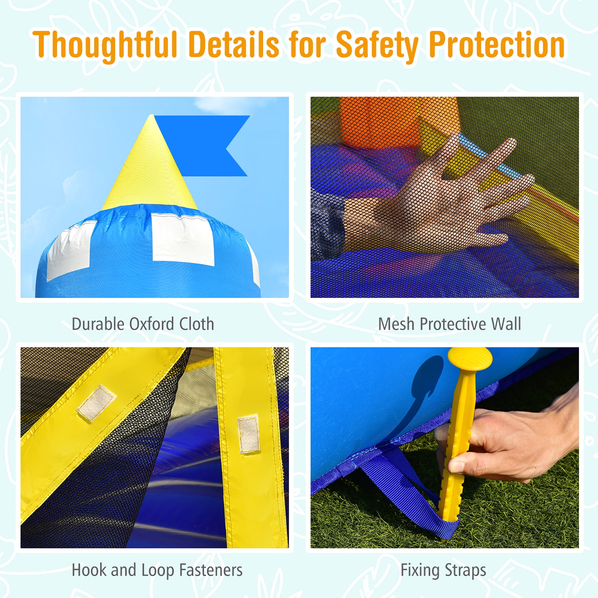 Costway Inflatable Bounce House Kids Magic Castle w/ Large Jumping Area Without Blower