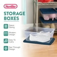 thumbnail image 3 of Sterilite Stackable 6 Qt Storage Box Container for Organization, Clear, Marine Blue Lid, 5 Pack, 3 of 10
