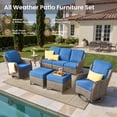thumbnail image 5 of Vcatnet 6 Pieces Outdoor Patio Furniture Wicker High-Back Conversation Set with Swivel Rocking Chairs and Ottoman, Navy Blue, 5 of 10