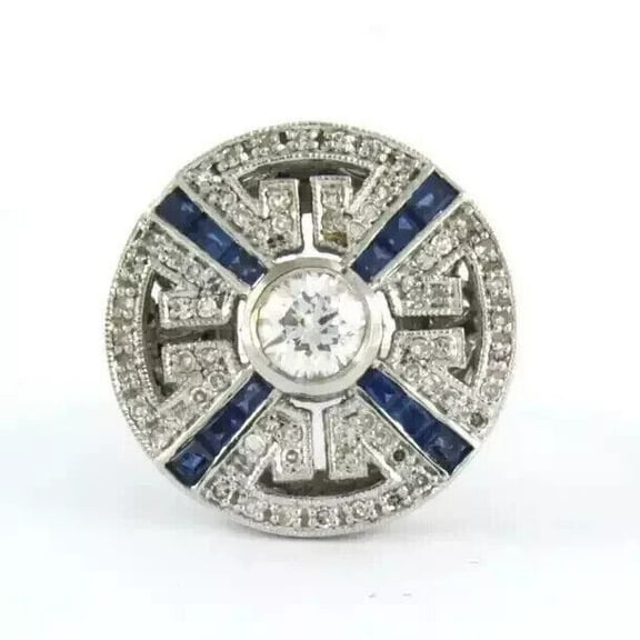 Vintage Art Deco Round Diamond Ring, Antique Bezel Set Sapphire Diamond Ring, Promise Ring For Her, 14K White Gold Plated, 2.3 Ct Simulated Diamond, Anniversary Gift Ring For Her