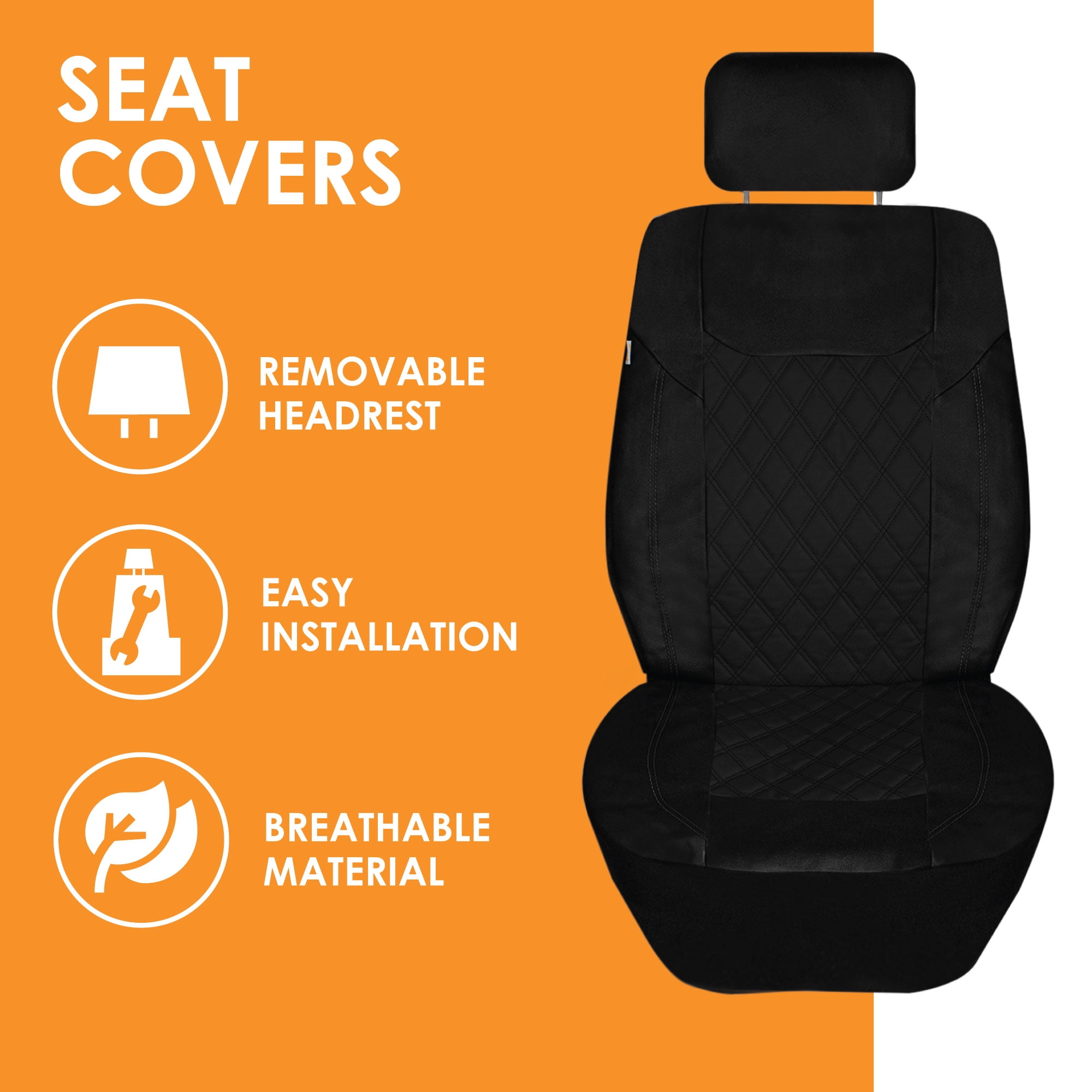 Universal Fit Car Seat Cover – Full Set of Automotive Car Seat Covers, Ultra-Modern Quilted Leatherette Seat Covers, Water-resistant Seat Protector for Cars, Trucks, SUVs and Vans