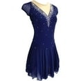 thumbnail image 3 of LIUHUO Custom Black Blue Purple Red Pink Spandex Ice Skating Dresses for Women & Girls - High Elasticity, V - Diamond Chest Decoration, 3 of 8