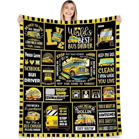 Bus Driver Gifts for Women Men, Bus Driver Appreciation Gifts, School Bus Driver Gifts for Birthday, Unique Best Gifts for Bus Driver, Back to School Gifts Throw Blanket 50" X 60"