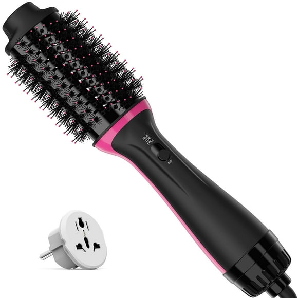 Dual Voltage Hair Dryer Brush for European Travel, 120V - 240V One Step Hair Dryer and Styler Volumizer, Professional Blow Dryer Brush with Negative Ion Anti-frizz for D
