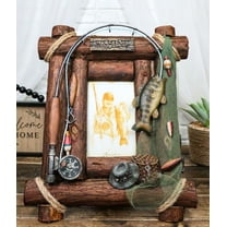Rustic Western Fishing Angler Fisherman Rod Bass Fish Net 4X6 Picture Frame