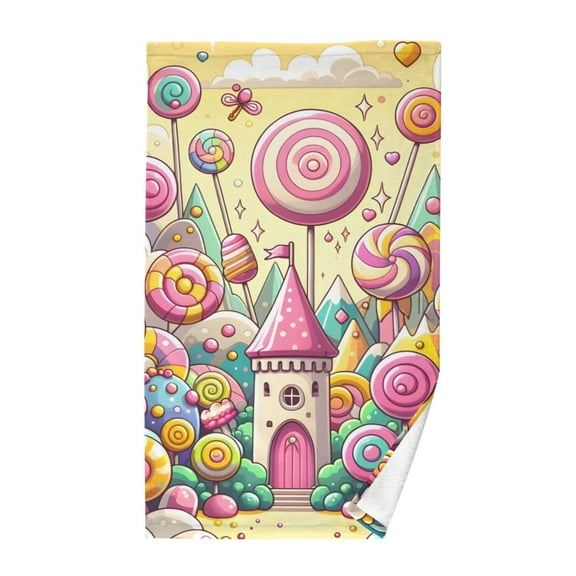 Sweet Candy Castle Cotton Face Towels Absorbent Hand Towel Soft Bathroom Towel for Kitchen Hotel Decoration