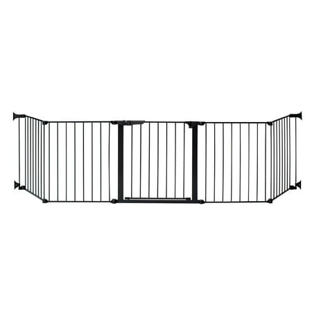 KidCo Custom Fit Auto Close HearthGate Baby or Fireplace Gate for Child Safety, Black