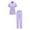 Purple, variant on Women's Comfy Solid Color Scrub Sets Pockets Stretch Stand Collar Top & Straight Pants set Medical Uniform Women Scrub Set Soft Quarter Zip Pullover Top and Elastic Waist Pants with Pockets