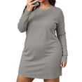 thumbnail image 4 of Nugftut Womens Plus Size Nightgowns Long Sleeve Crewneck Pajamas Soft Comfortable Nightgownws, 4 of 7